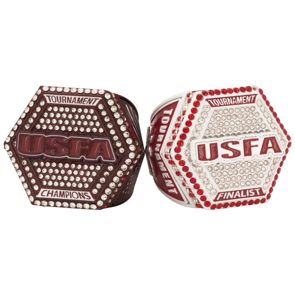 USFA Hexagon Crimson and White Ring