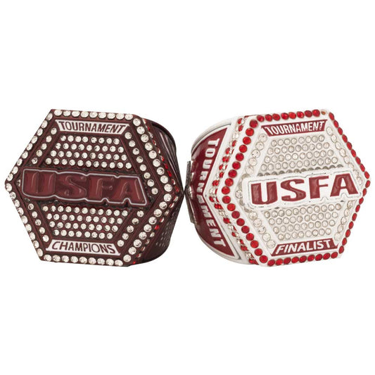 USFA Hexagon Crimson and White Ring